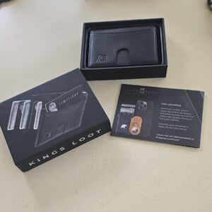 Kings Loot Black Leather Wallet & Money Clip New In Box Black